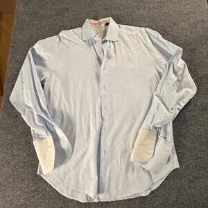 Robert Graham Men's Dress Shirt Medium Light Blue Medium #673‎